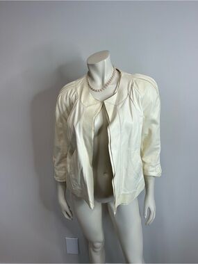 VINTAGE Zenobia Cream Leather Open-Front Jacket❤️8